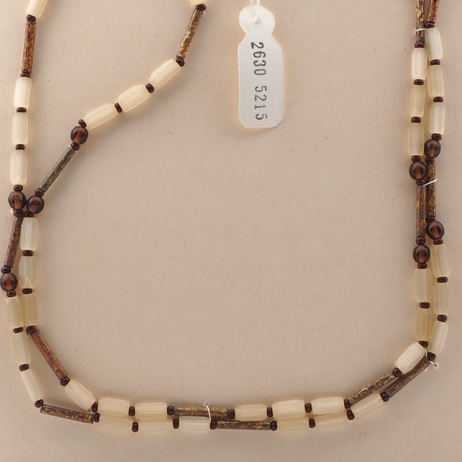 Long vintage Czech necklace topaz satin atlas marble bugle glass beads 47"