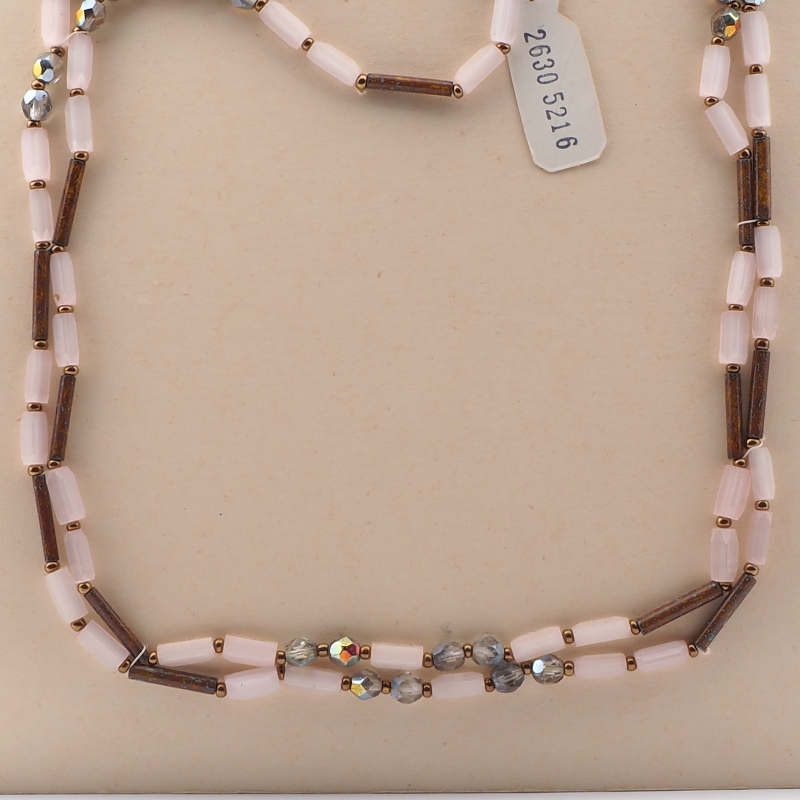 Long vintage Czech necklace crystal satin atlas marble bugle vitrail glass beads 51"