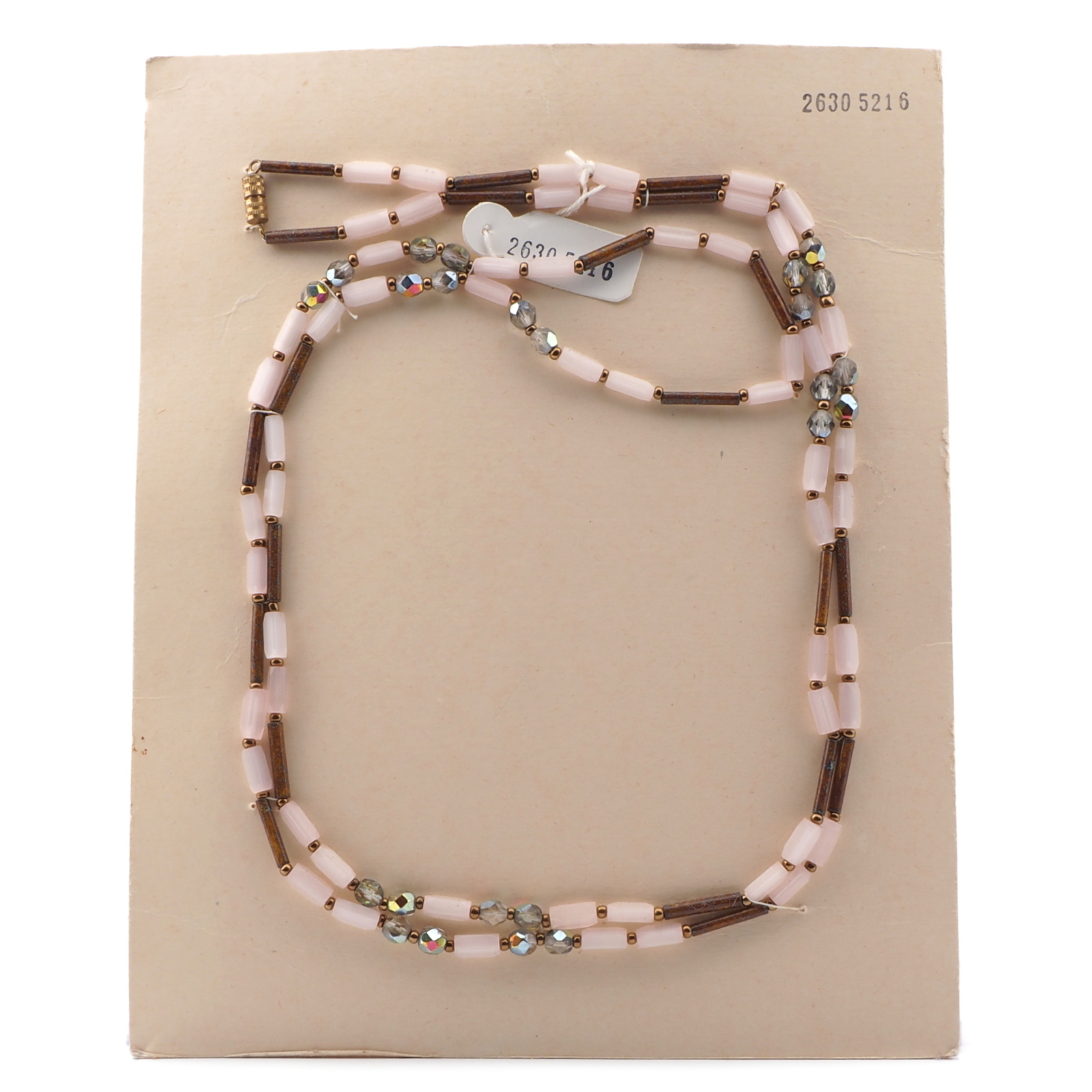 Extra long vintage Czech necklace crystal satin atlas marble bugle vitrail glass beads 51"