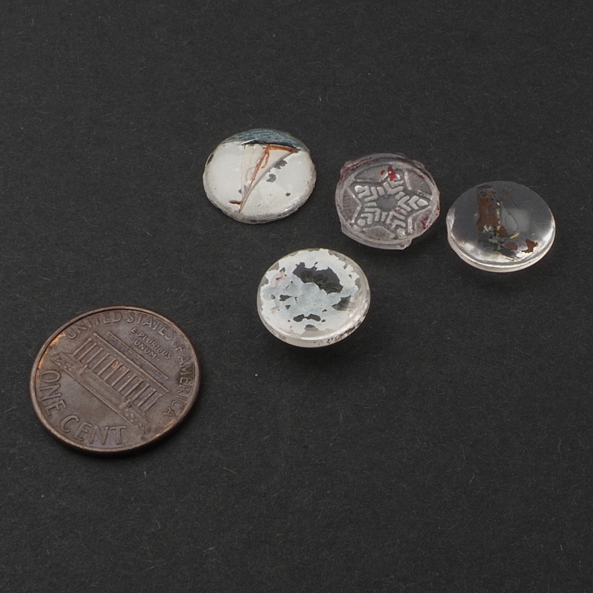 Lot (4) rare Czech antique intaglio and star clear glass cabochons