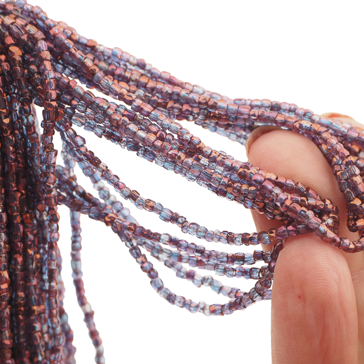 Master Hank purple saphiret metallic faceted seed glass beads 85g 12/0 Vintage Czech