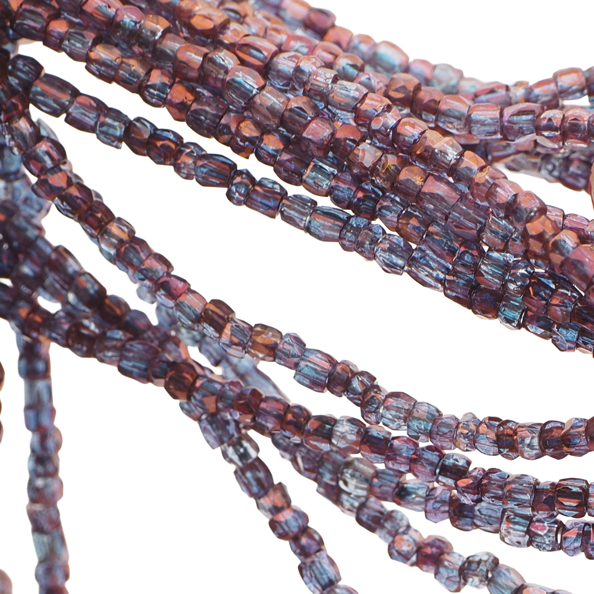 Master Hank purple saphiret metallic faceted seed glass beads 85g 12/0 Vintage Czech