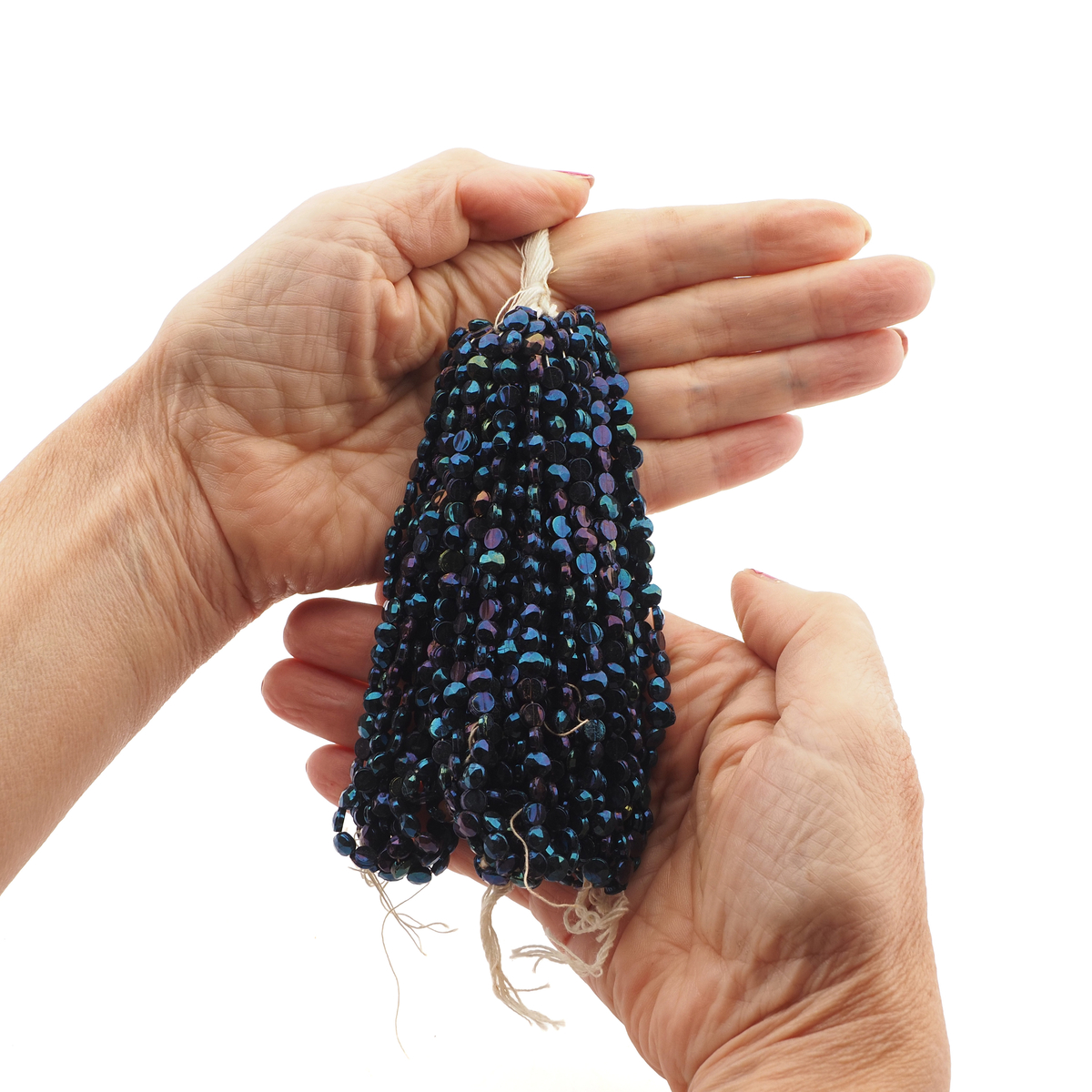 Peacock violet lustre faceted round nailhead flat back glass beads Master Hank 5.6 mm Czech  - kopie