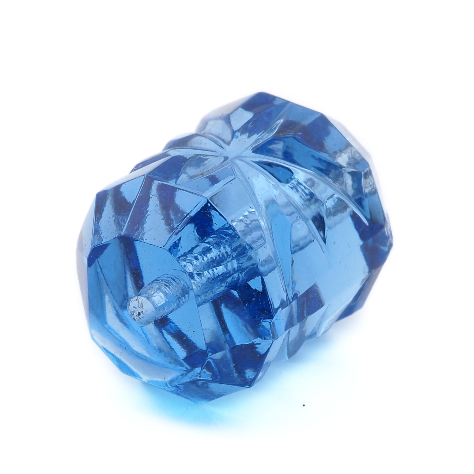 Czech antique hand cut sapphire blue floral bugle glass bead 20mm