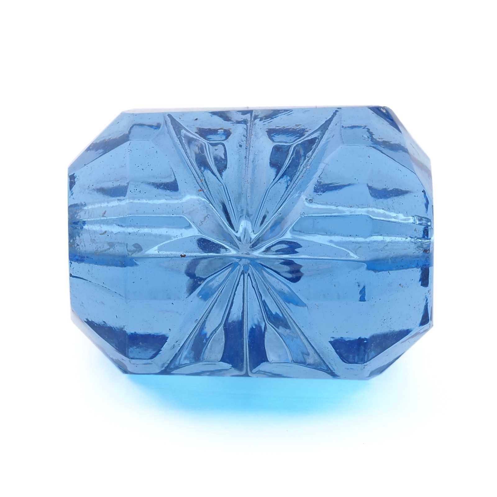 Czech antique hand cut sapphire blue floral bugle glass bead 20mm