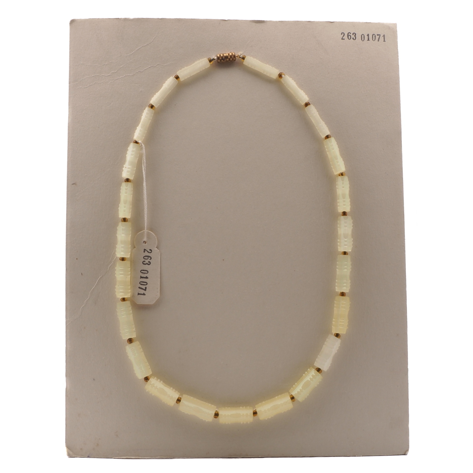 Vintage Czech necklace large frost yellow satin atlas pentagon glass beads 19"