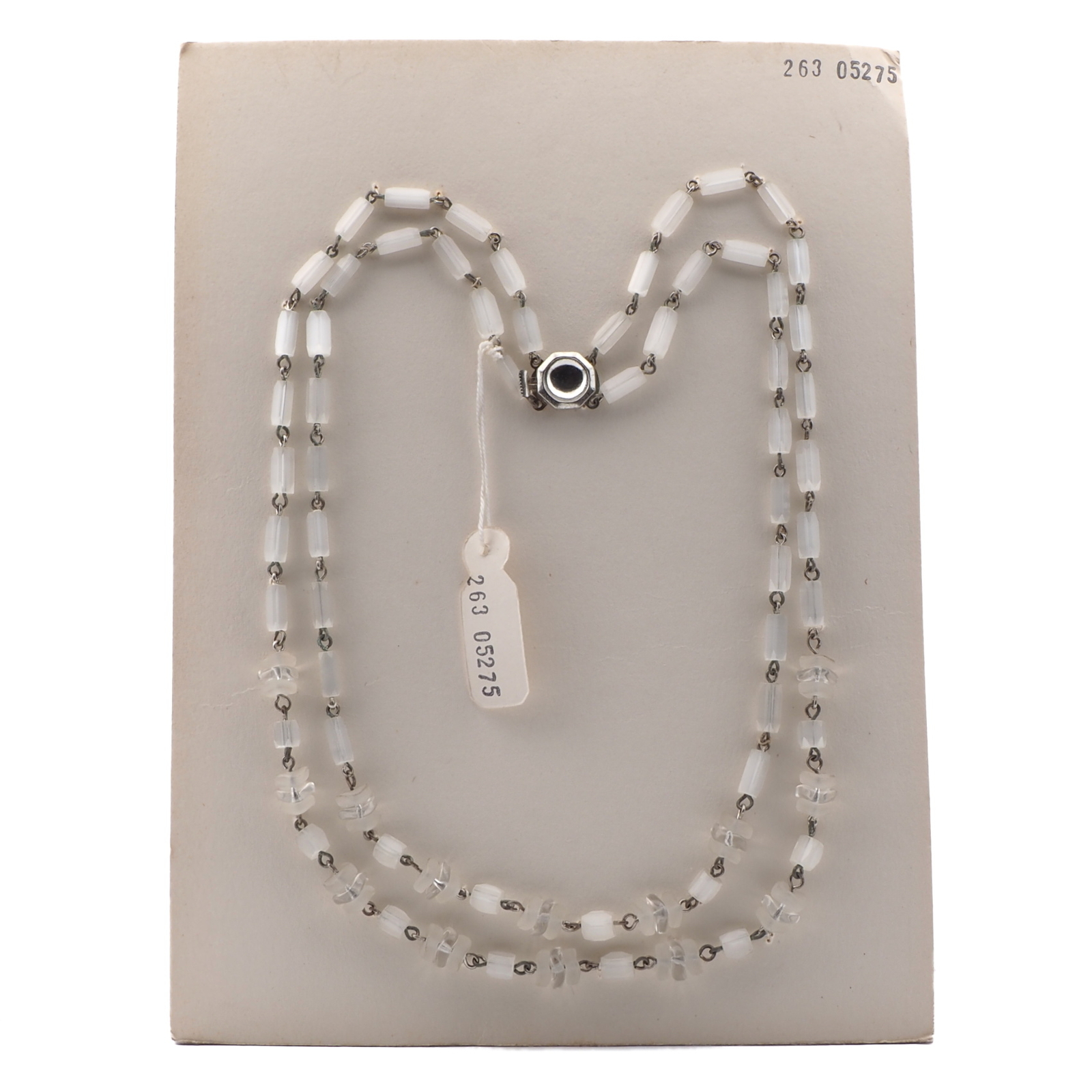 Vintage Czech 2 strand necklace frost satin atlas rondelle glass beads 18"