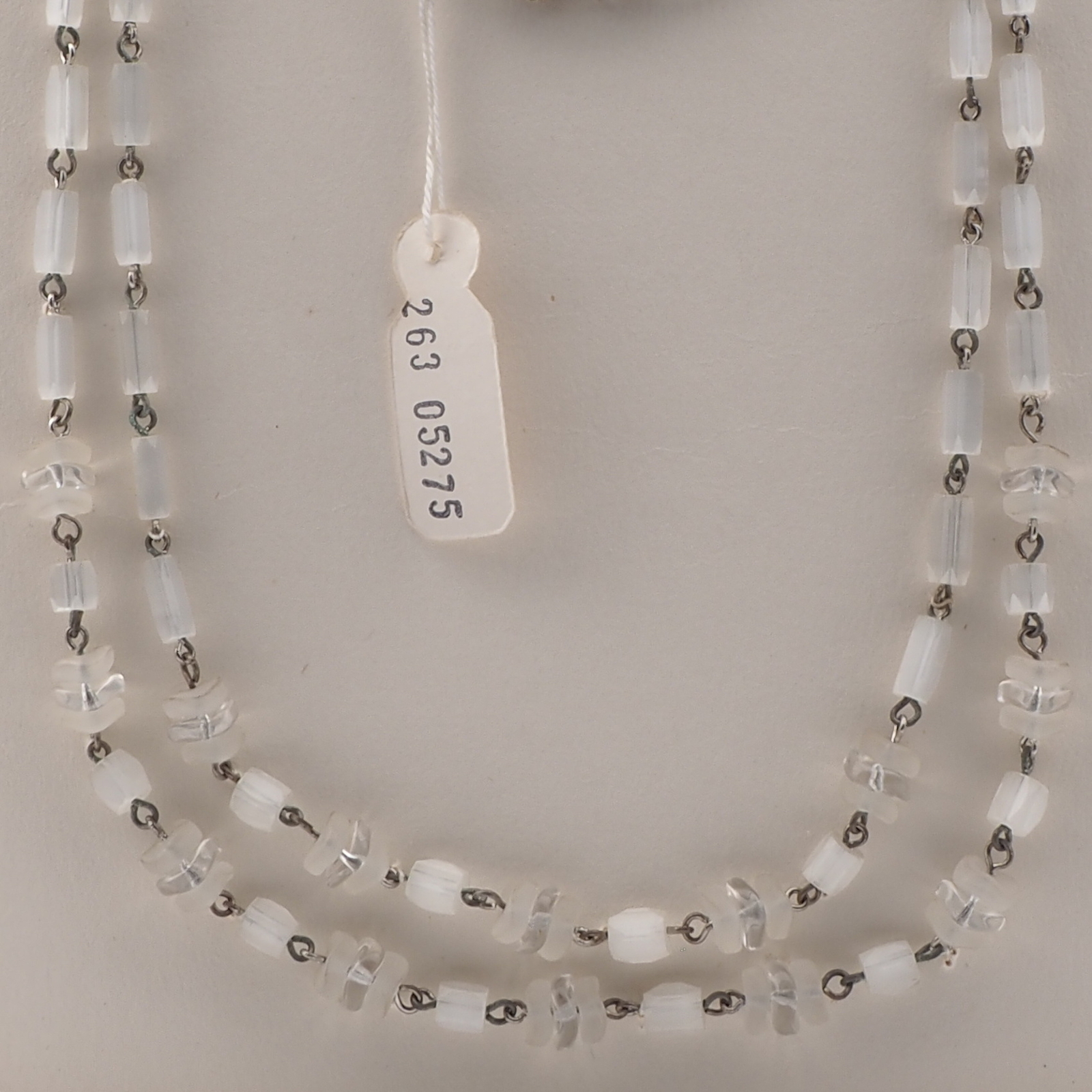 Vintage Czech 2 strand necklace frost satin atlas rondelle glass beads 18"