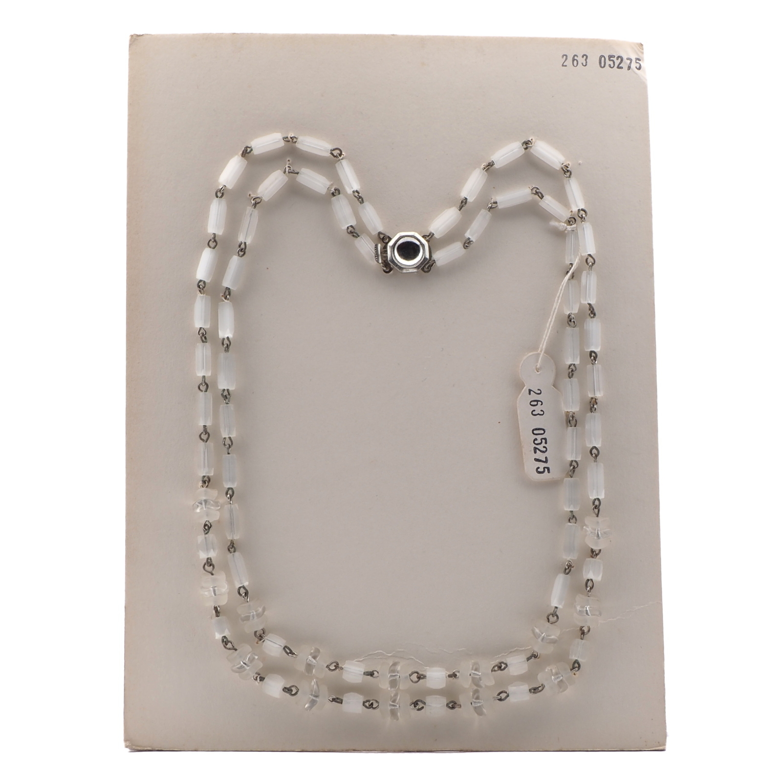 Vintage Czech 2 strand necklace satin atlas frost glass beads 18"