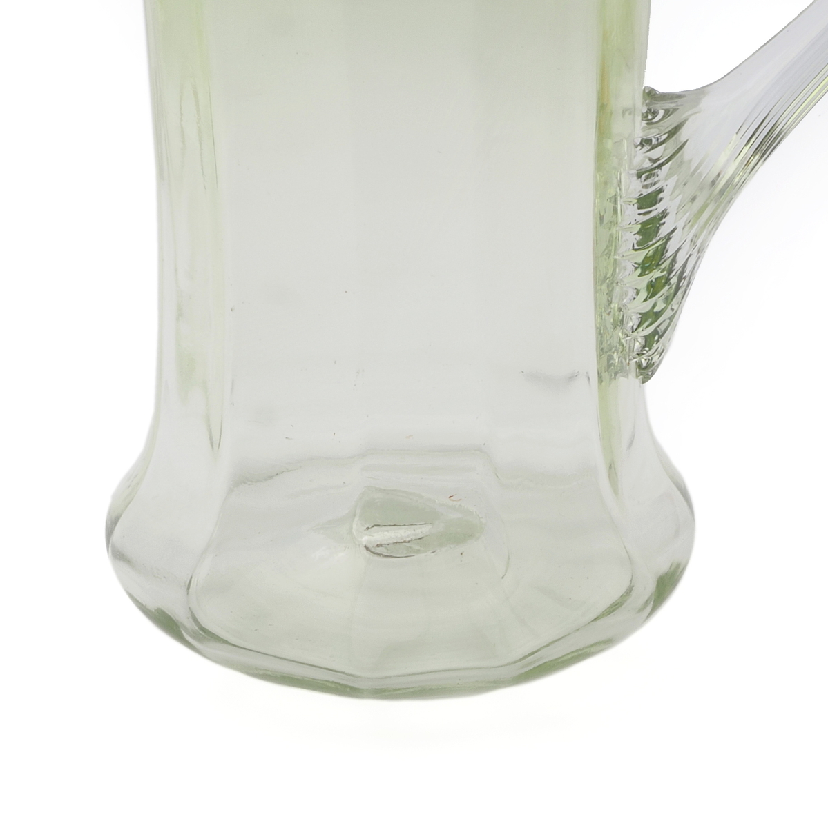 Antique 1850's Czech green crystal bicolor mouth blown glass water pitcher jug
