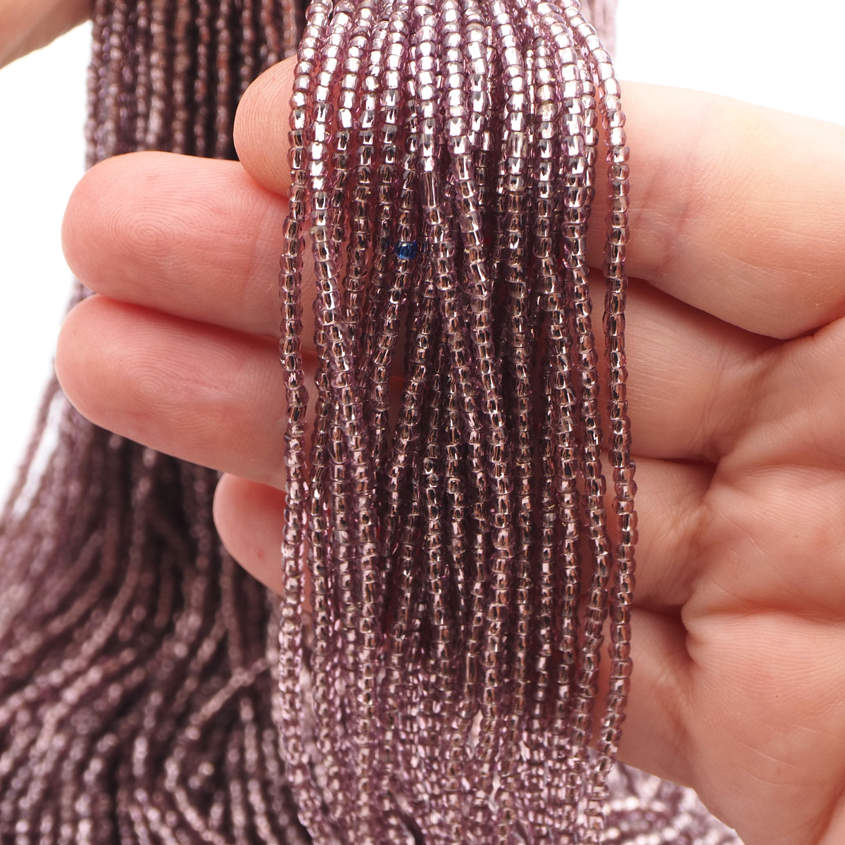 Master Hank Light Purple silver lined faceted cut seed glass beads 12/0 Vintage Czech