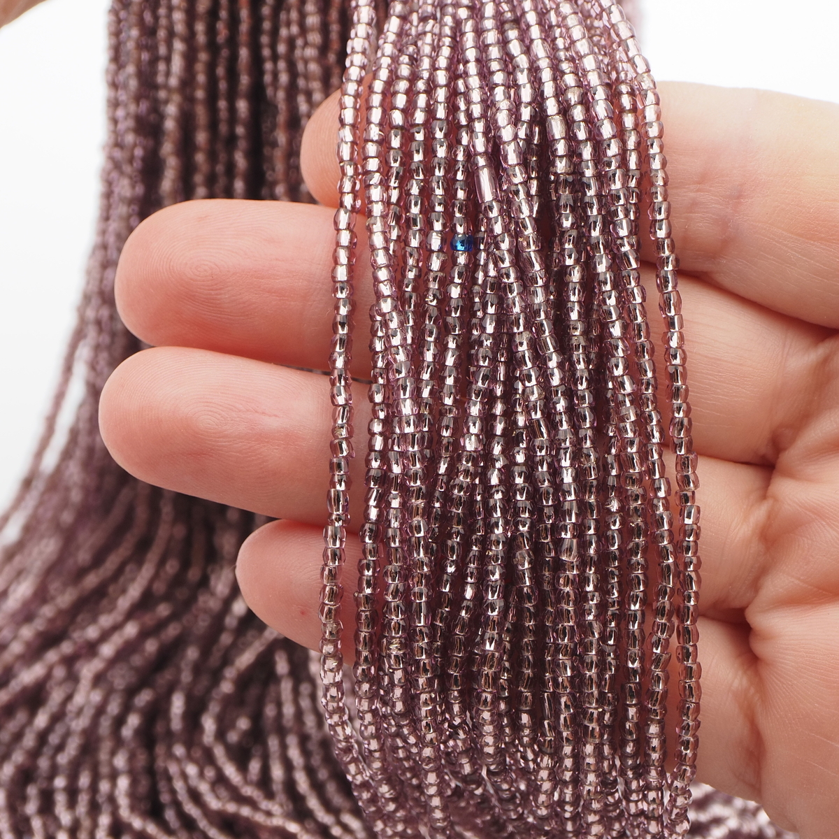 Master Hank Light Purple silver lined faceted cut seed glass beads 12/0 Vintage Czech