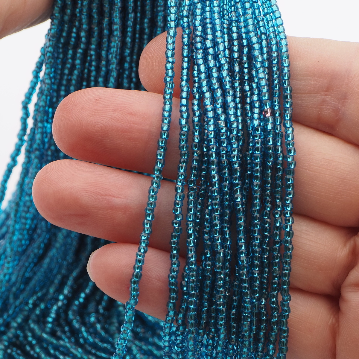 Master Hank silver lined Aqua Blue seed glass beads 11/0 Vintage Czech 275g