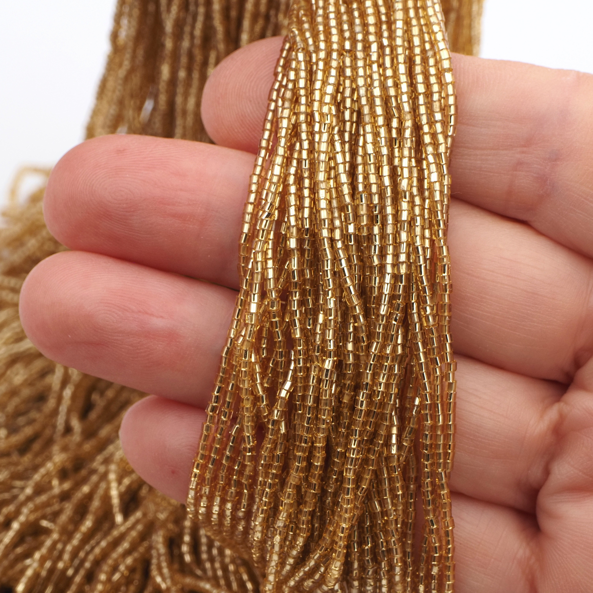 Master Hank gold Lined bugle seed glass beads 230g 17/0 Vintage Czech