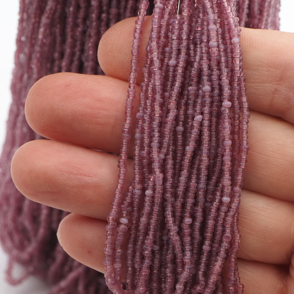 Master Hank opaline Lilac thru cut seed glass beads 11/0 Vintage Czech