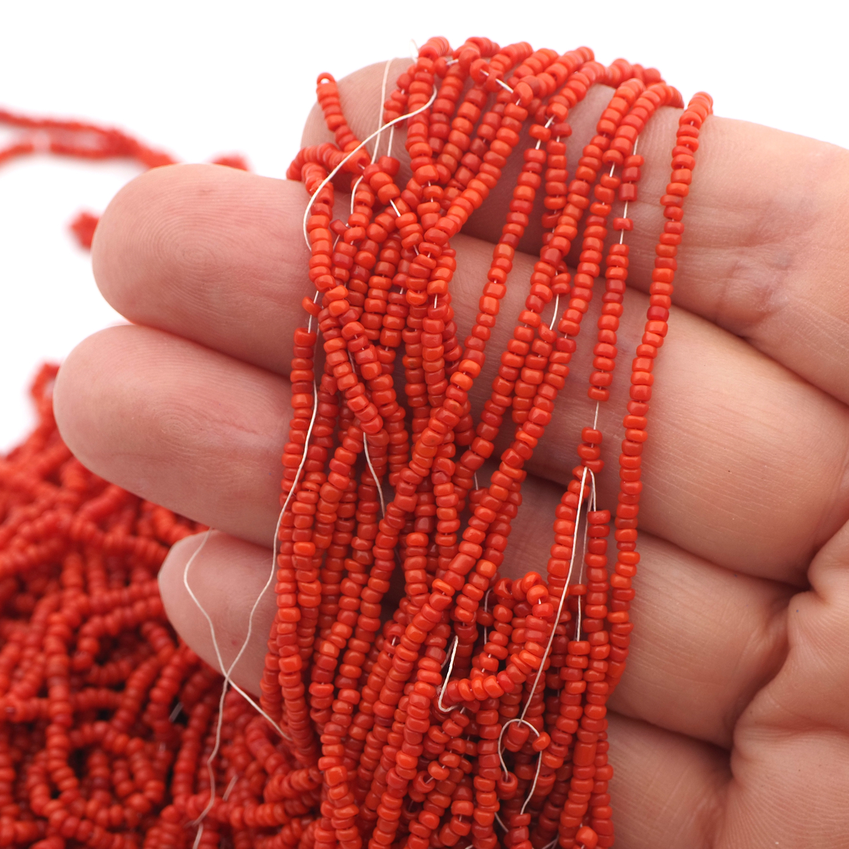 Master Hank coral orange seed glass beads 12/0 Vintage Czech