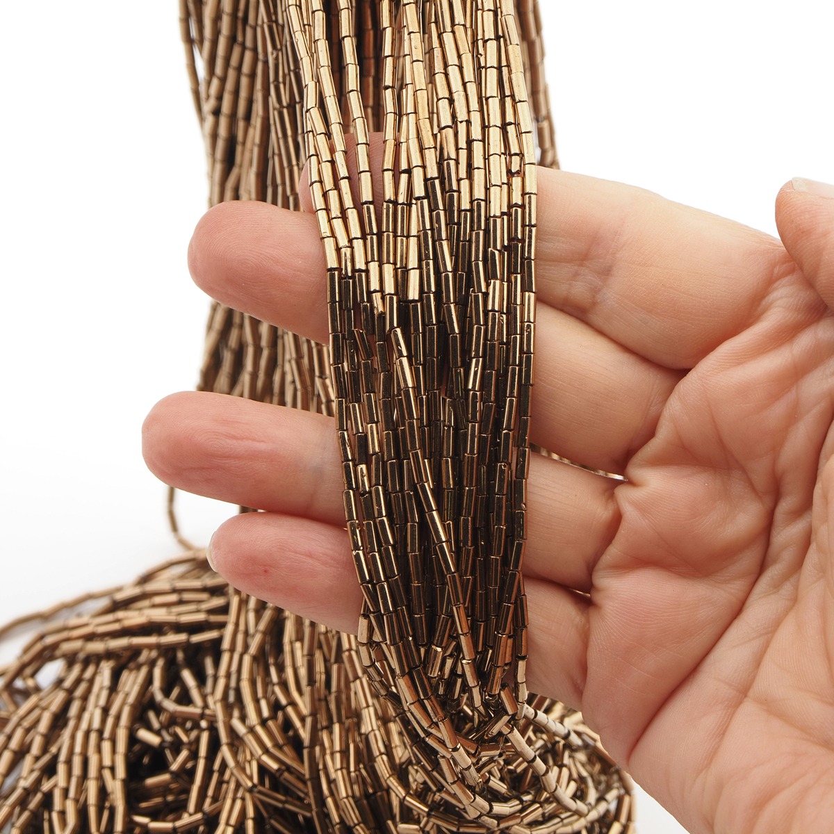Master Hank Metallic Bronze bugle seed glass beads 12/0 385g Vintage Czech