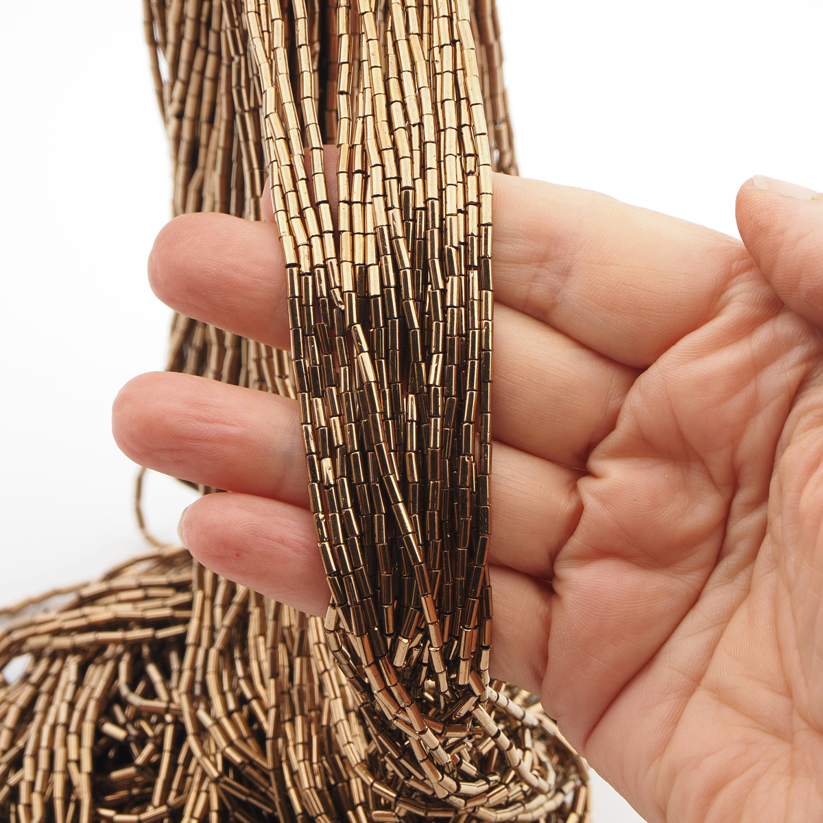Master Hank Metallic Bronze bugle seed glass beads 12/0 385g Vintage Czech