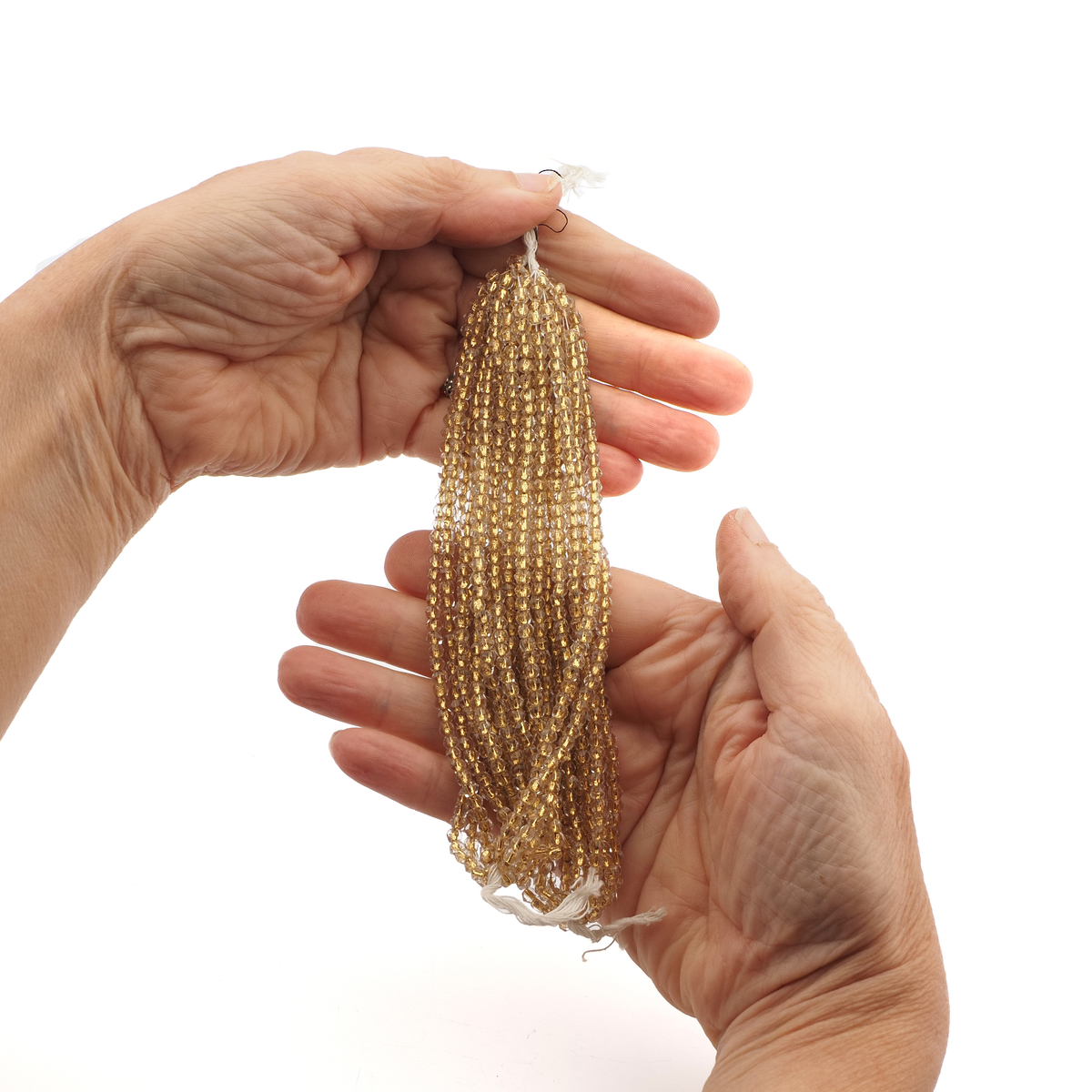Hank Clear Gold lined English cut glass beads 4 mm 60g Vintage Czech 