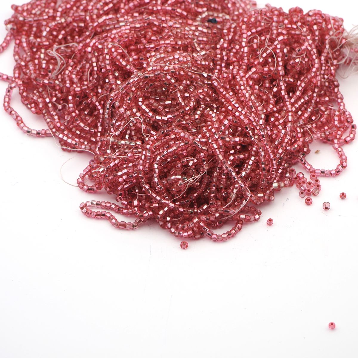 Hank silver lined Pink crystal seed glass beads 12/0 Vintage Czech 110g