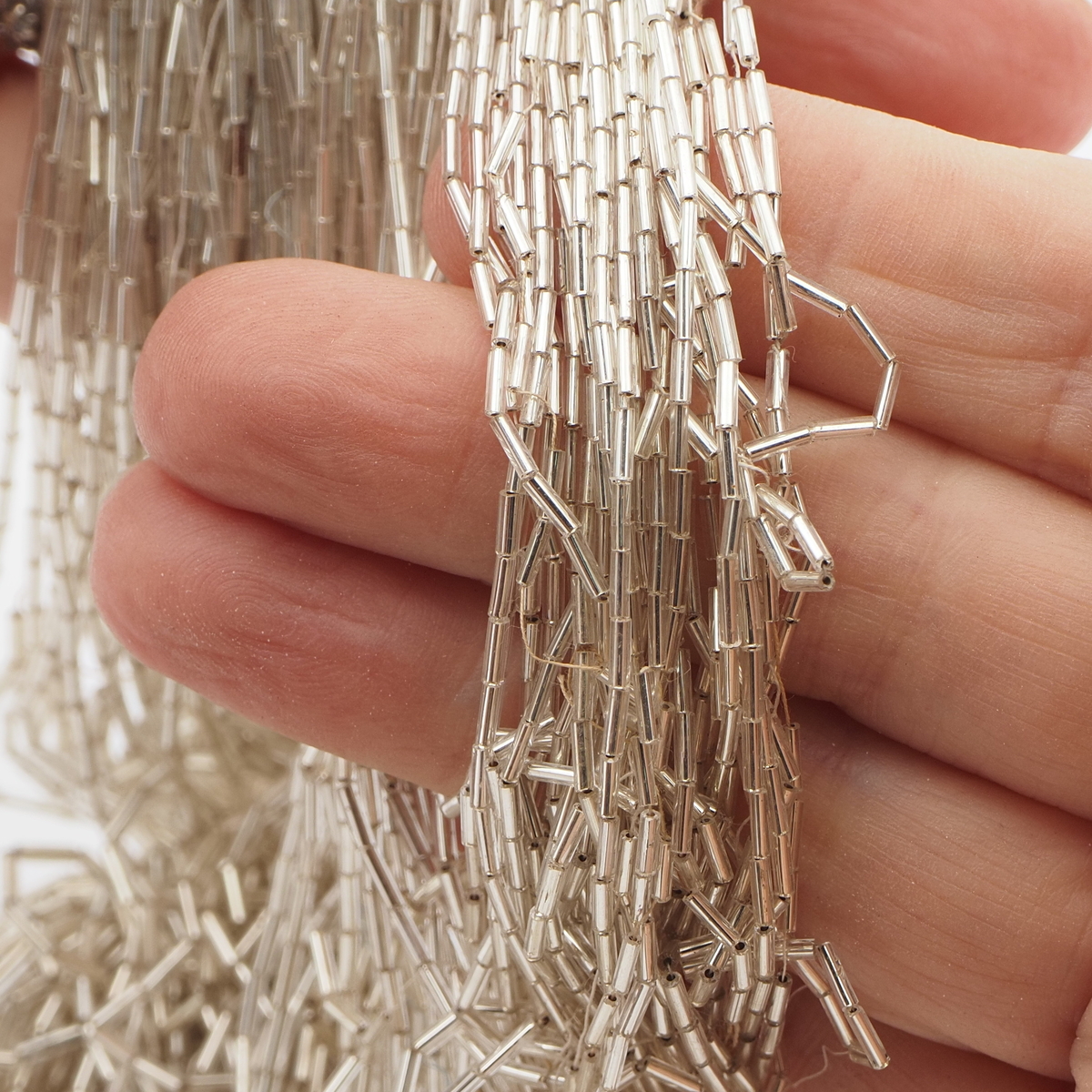 Master Hank Micro silver lined bugle seed glass beads 16/0 130g Vintage Czech