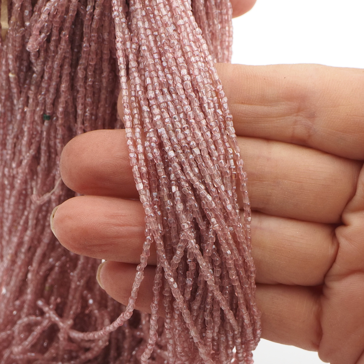 Master old Pink lustre faceted cut seed glass beads 14-12/0 Vintage Czech