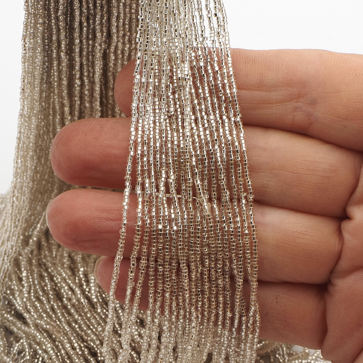 Master Hank SILVER lined micro bugle seed glass beads 17/0 135g Vintage Czech