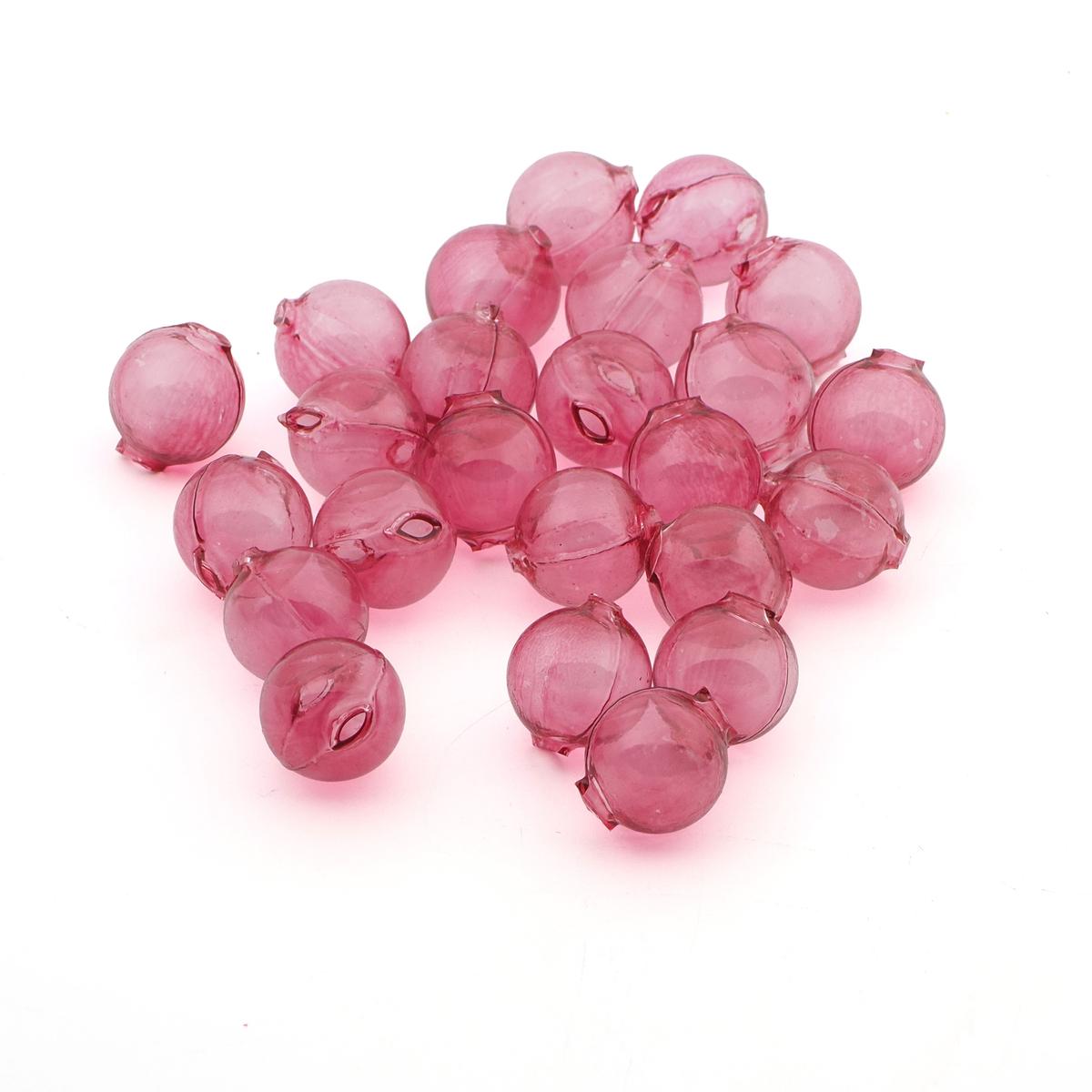 Lot (24) Czech transparent pink round blown glass Christmas garland beads 18mm