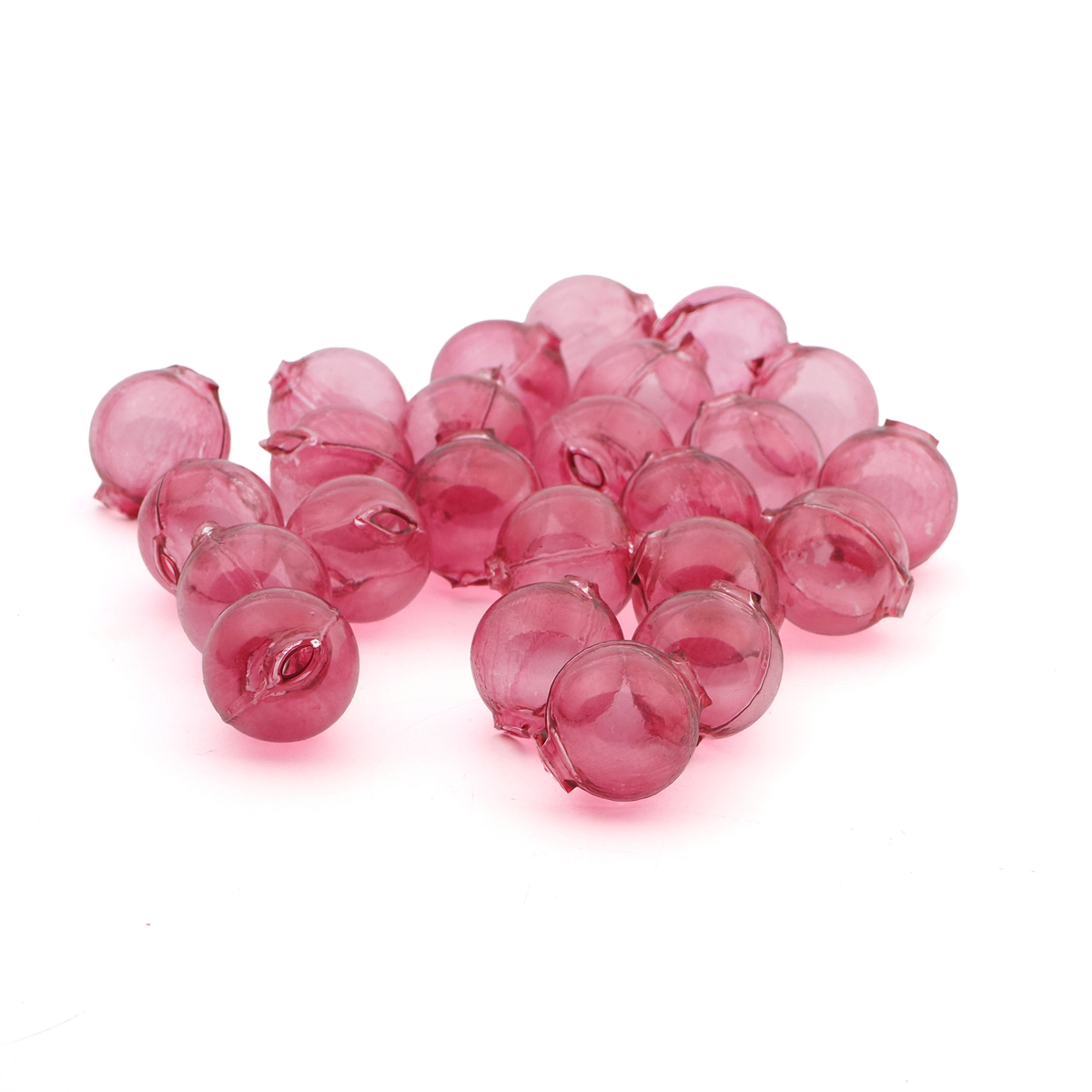 Lot (24) Czech transparent pink round blown glass Christmas garland beads 18mm