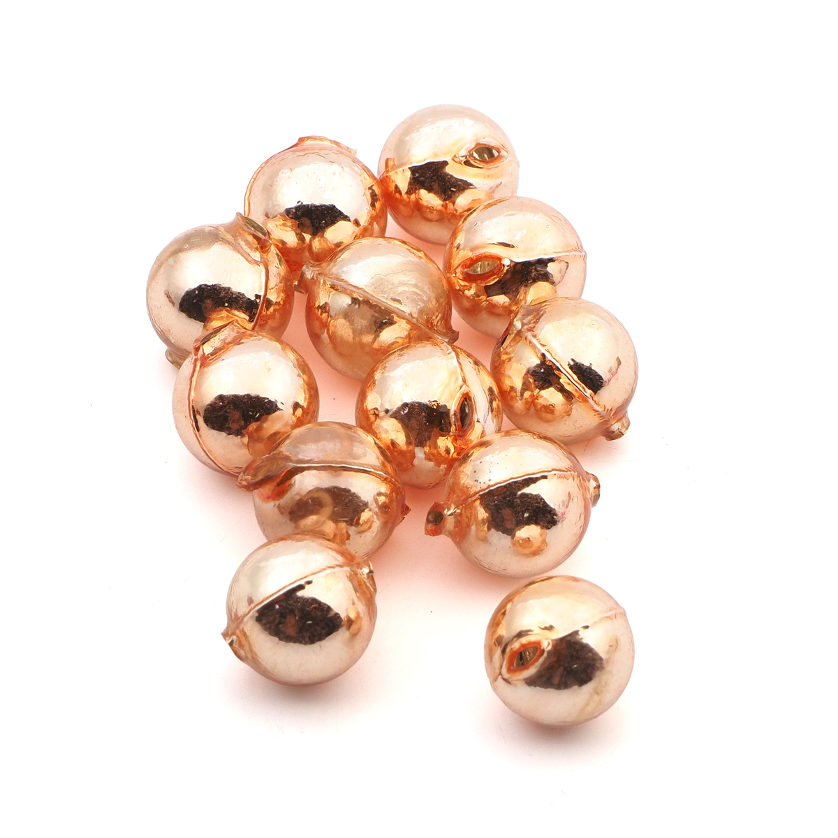Lot (12) Czech round blown mercury glass Pink Christmas garland beads 18mm - kopie