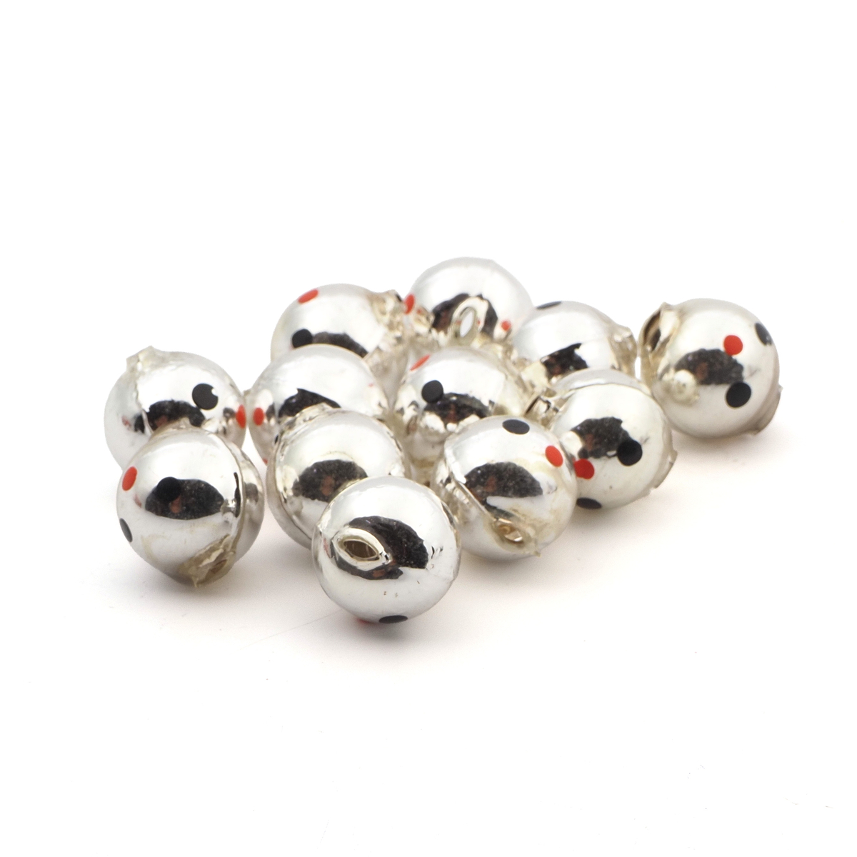 Lot (12) Czech silver round Face blown mercury glass Christmas garland beads 18mm