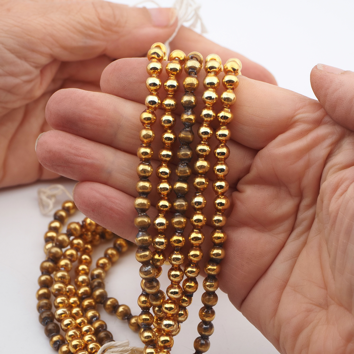 Lot 500pcs Czech round blown mercury glass gold Christmas garland beads 6 mm