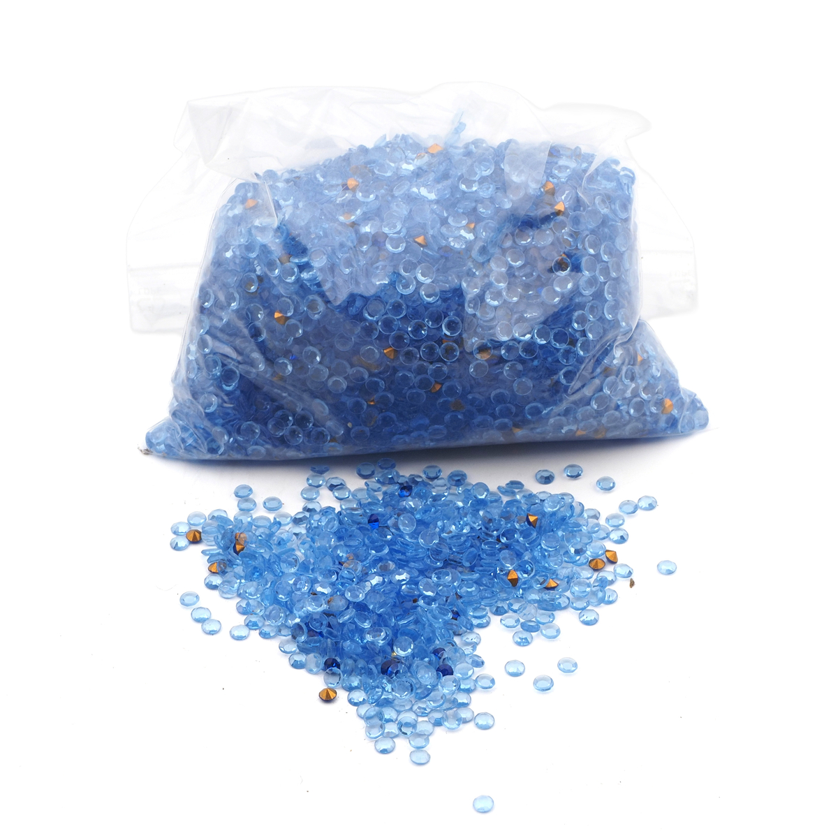 Lot 630g Czech vintage round sapphire blue flatback glass rhinestones 5 mm