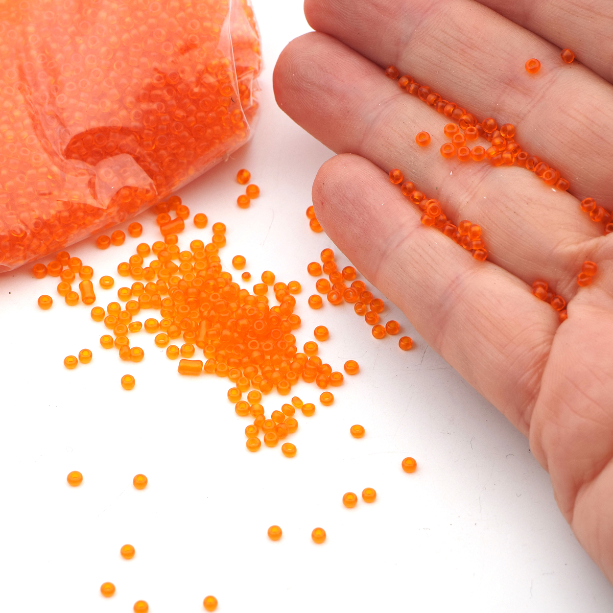 Czech vintage Orange seed glass beads 10/0 45g Jablonex