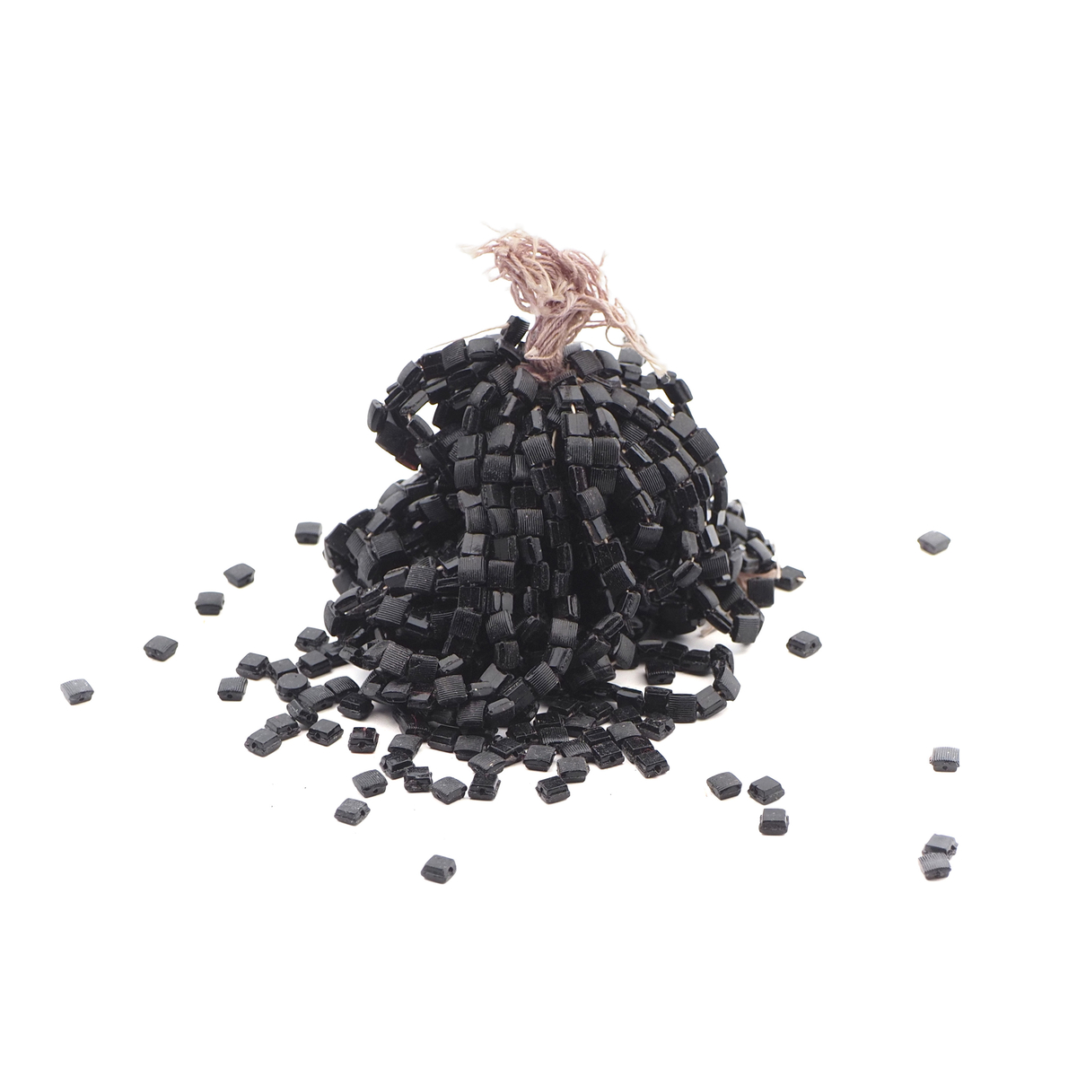 Victorian Antique faceted Black square ribbed nailhead Lustre flat back glass beads Master Hank 3.6 mm  