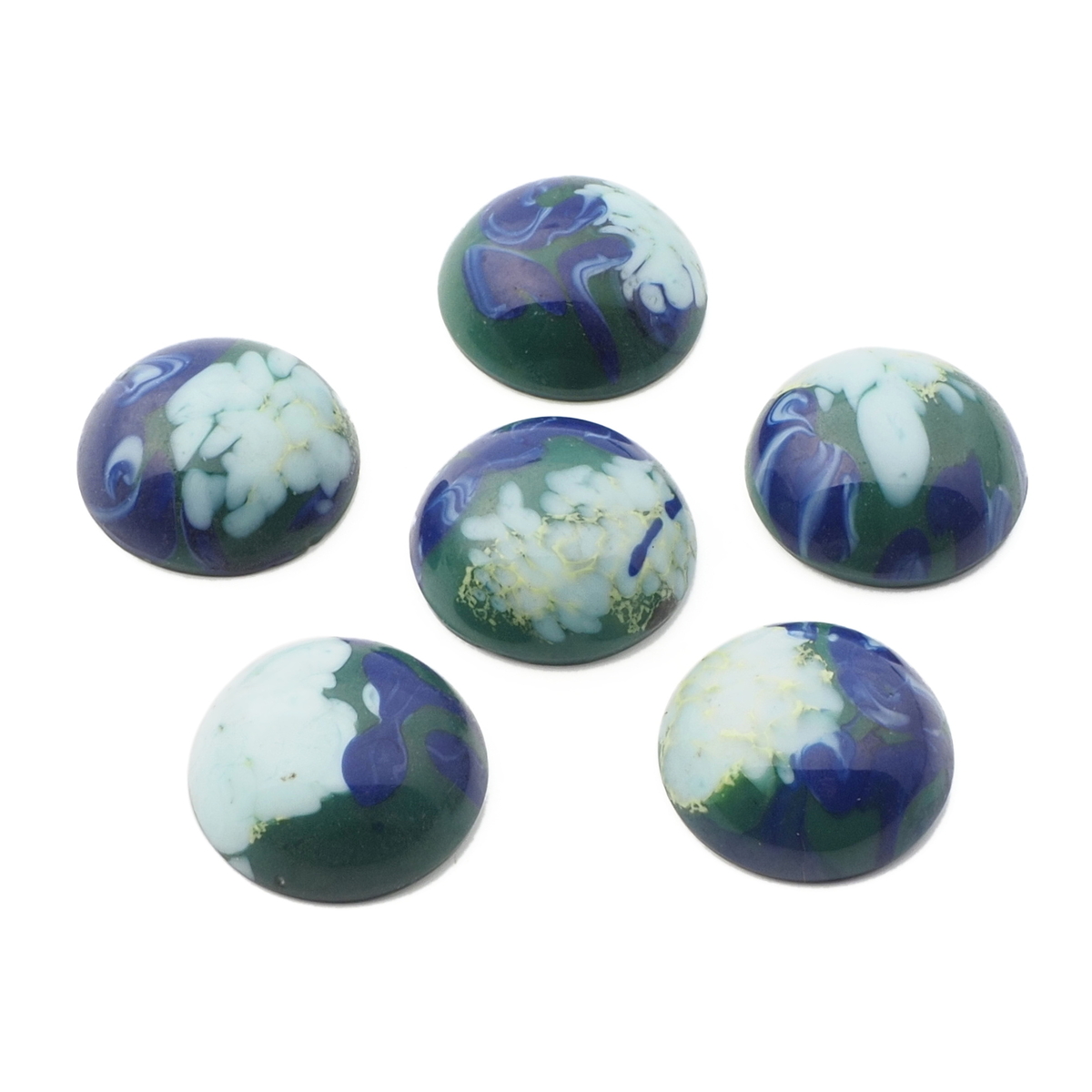 Lot (6) Czech vintage abstract cane glass cabochons 17mm