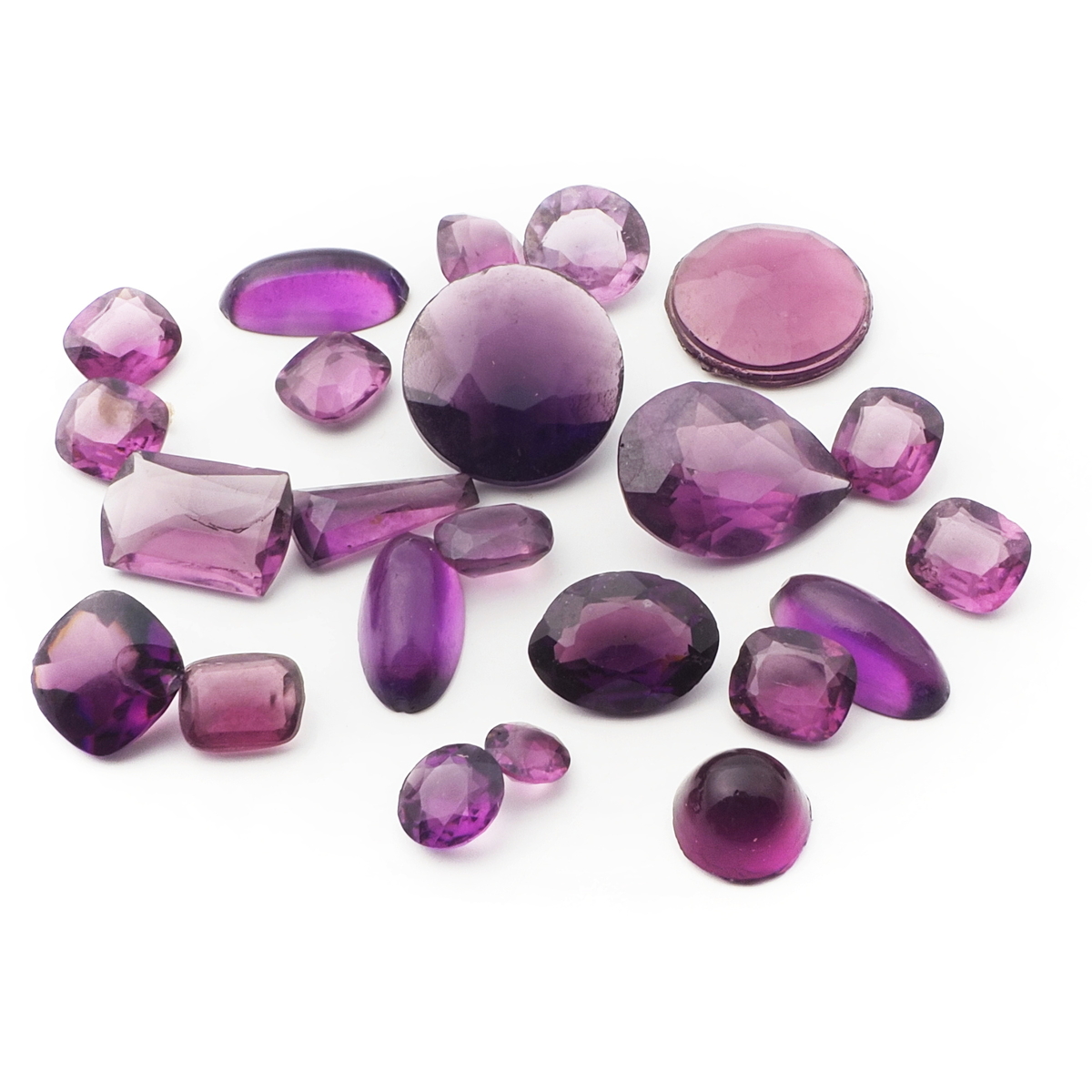 Lot (23) Czech vintage purple violet glass rhinestones cabochons