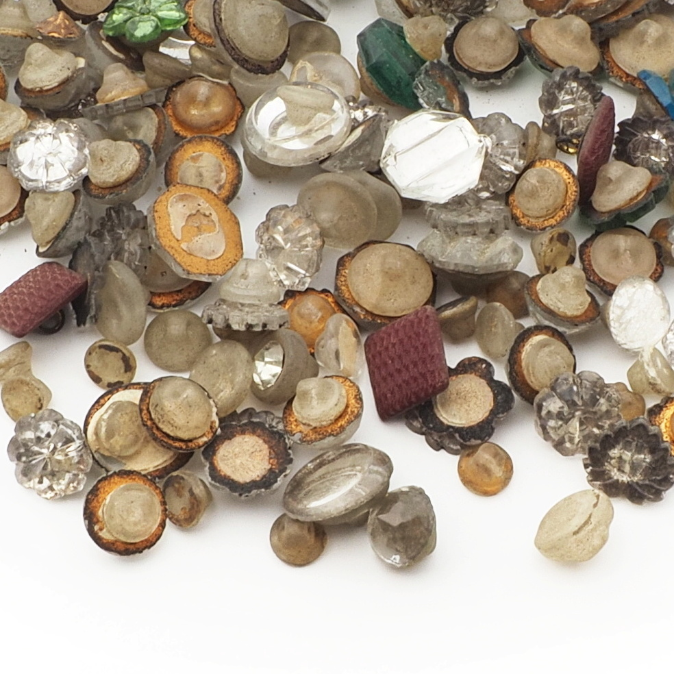 Lot Czech antique geometric glass rhinestone trimming stone beads