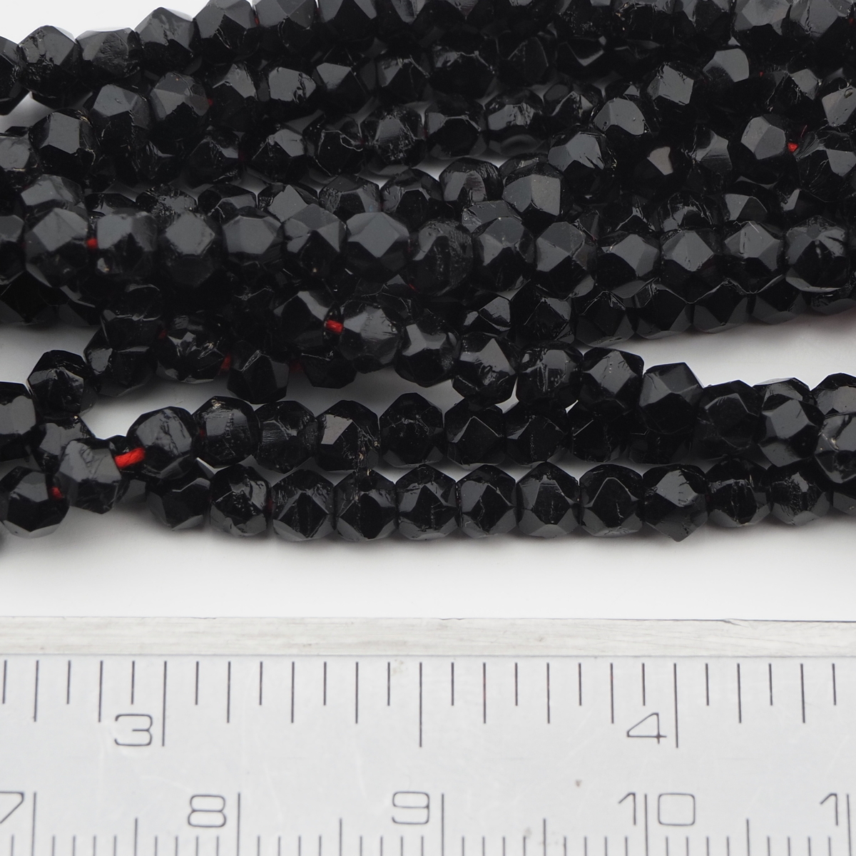 Hank (960) Czech antique black round faceted glass beads 4mm 