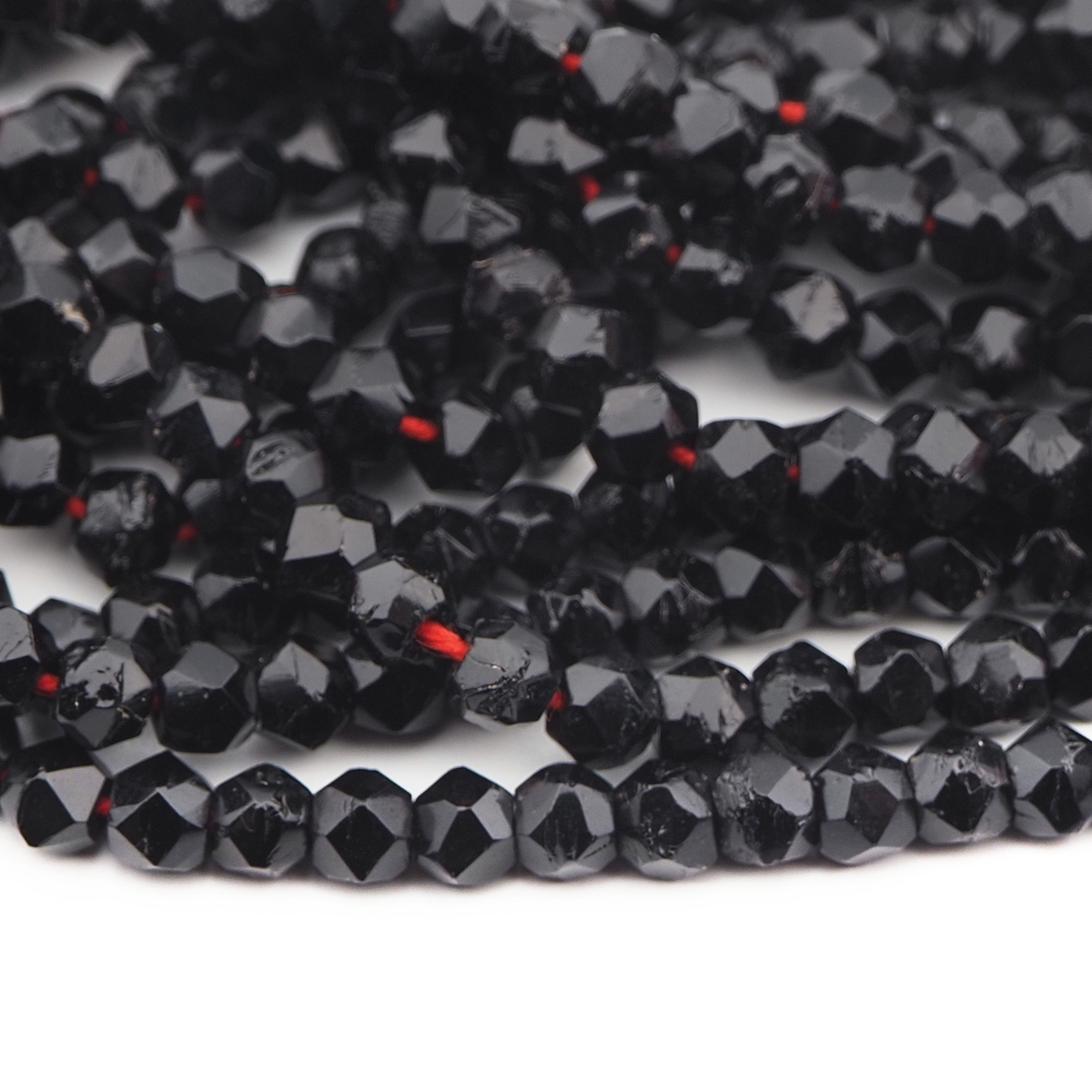 Hank (960) Czech antique black round faceted glass beads 4mm 