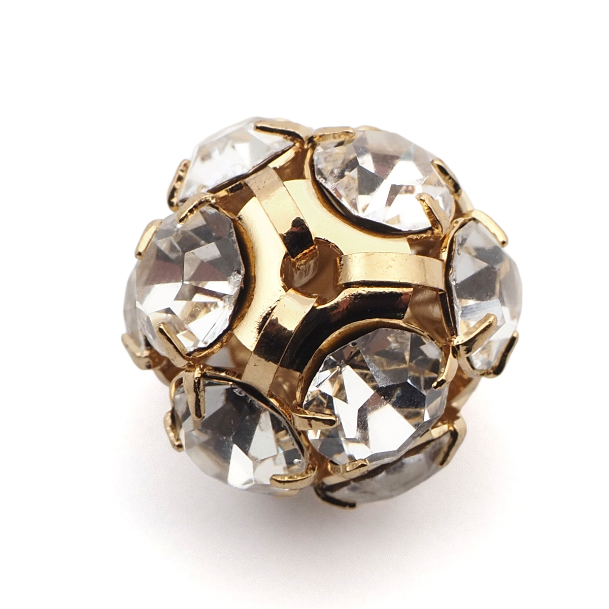 Rhinestone gold tone ball bead 16 mm Clear Crystal Czech glass lot 1pcs