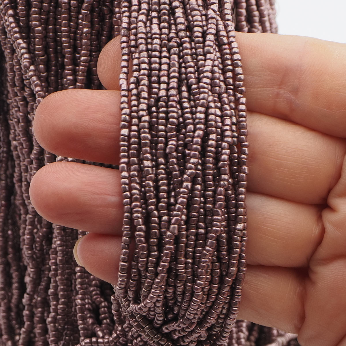 Hank Metallic Copper seed glass beads 12/0 Vintage Czech