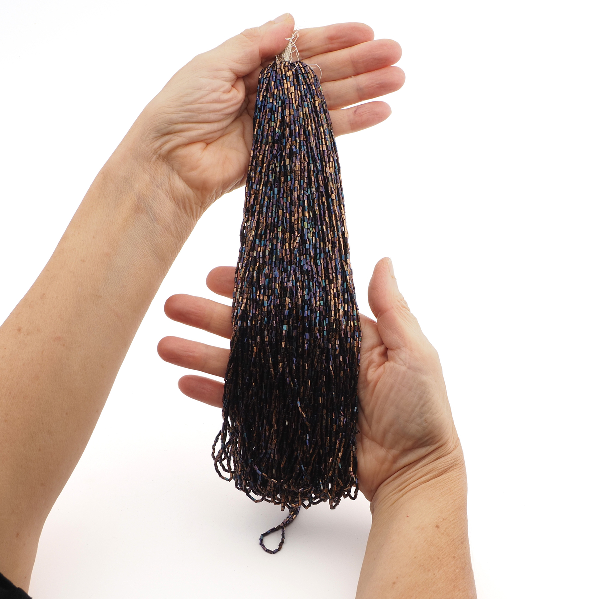 Master Hank Metallic copper violet micro bugle hexagon seed glass beads 17/0 Vintage Czech