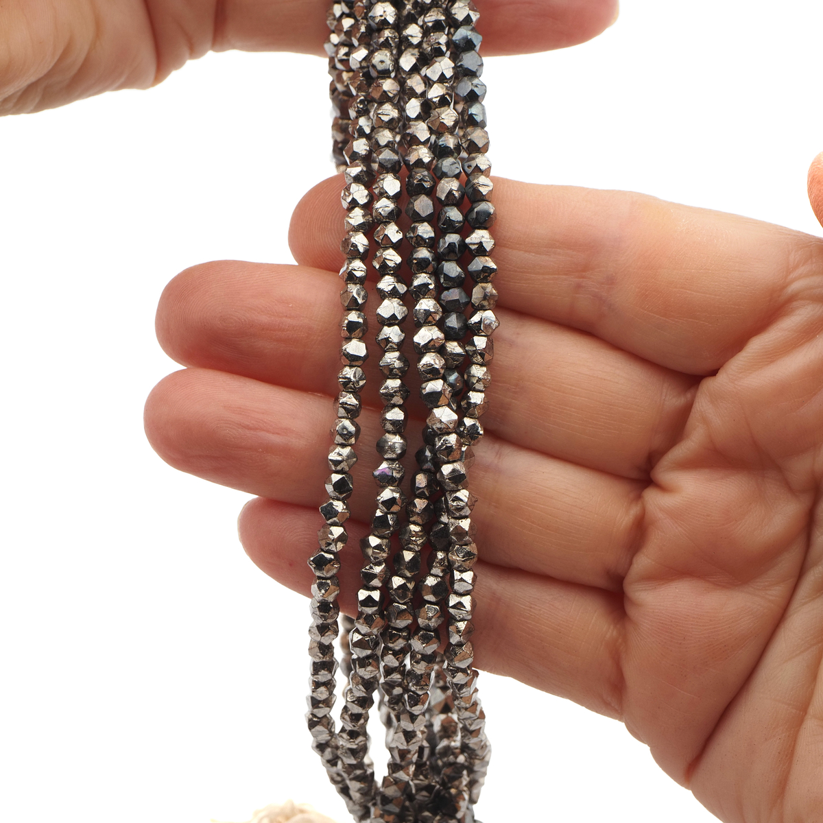 Czech Silver Markazite English cut glass beads Lot 45g 4.1 mm Vintage  - kopie