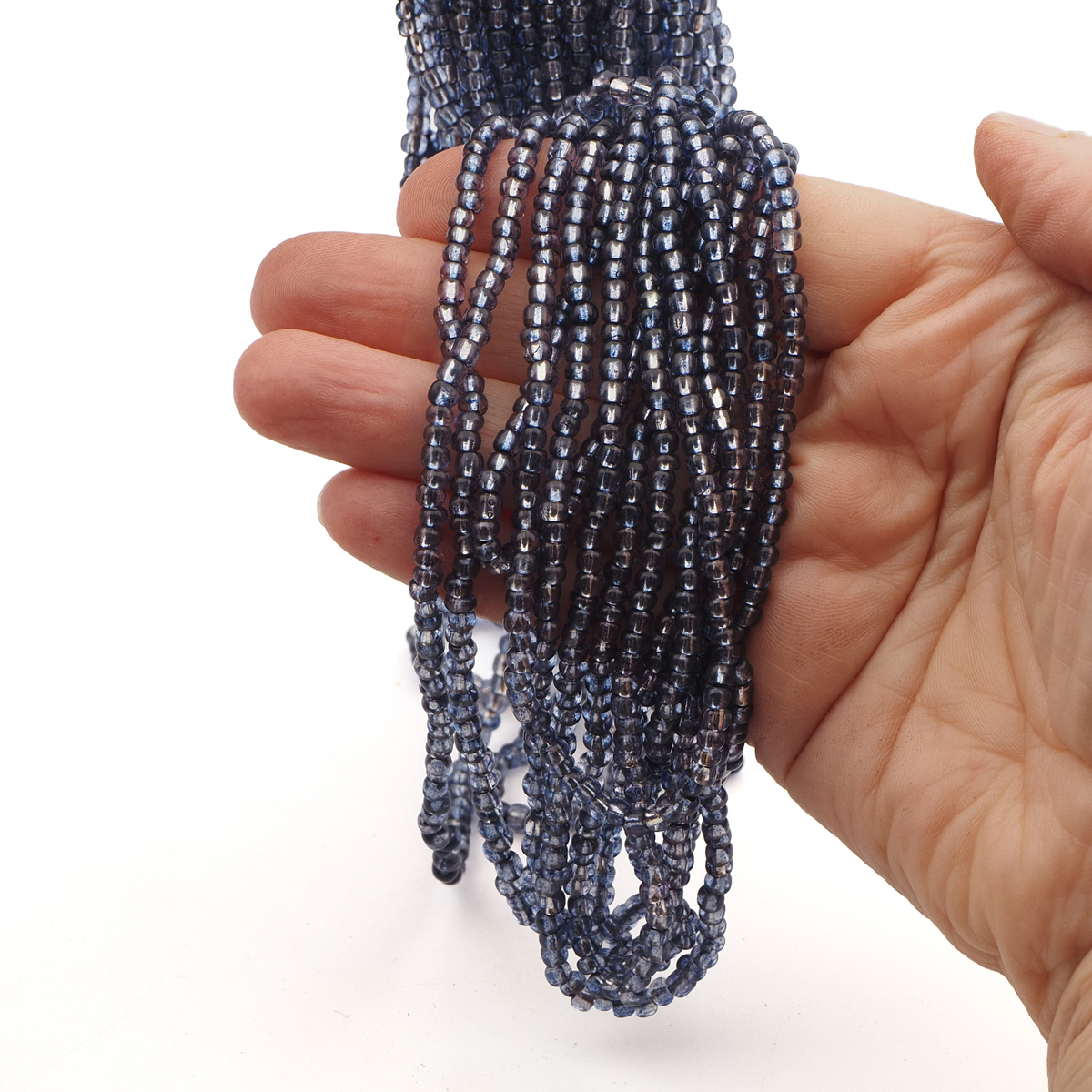 Blu silver lined seed glass beads 6/0 145g Vintage Czech