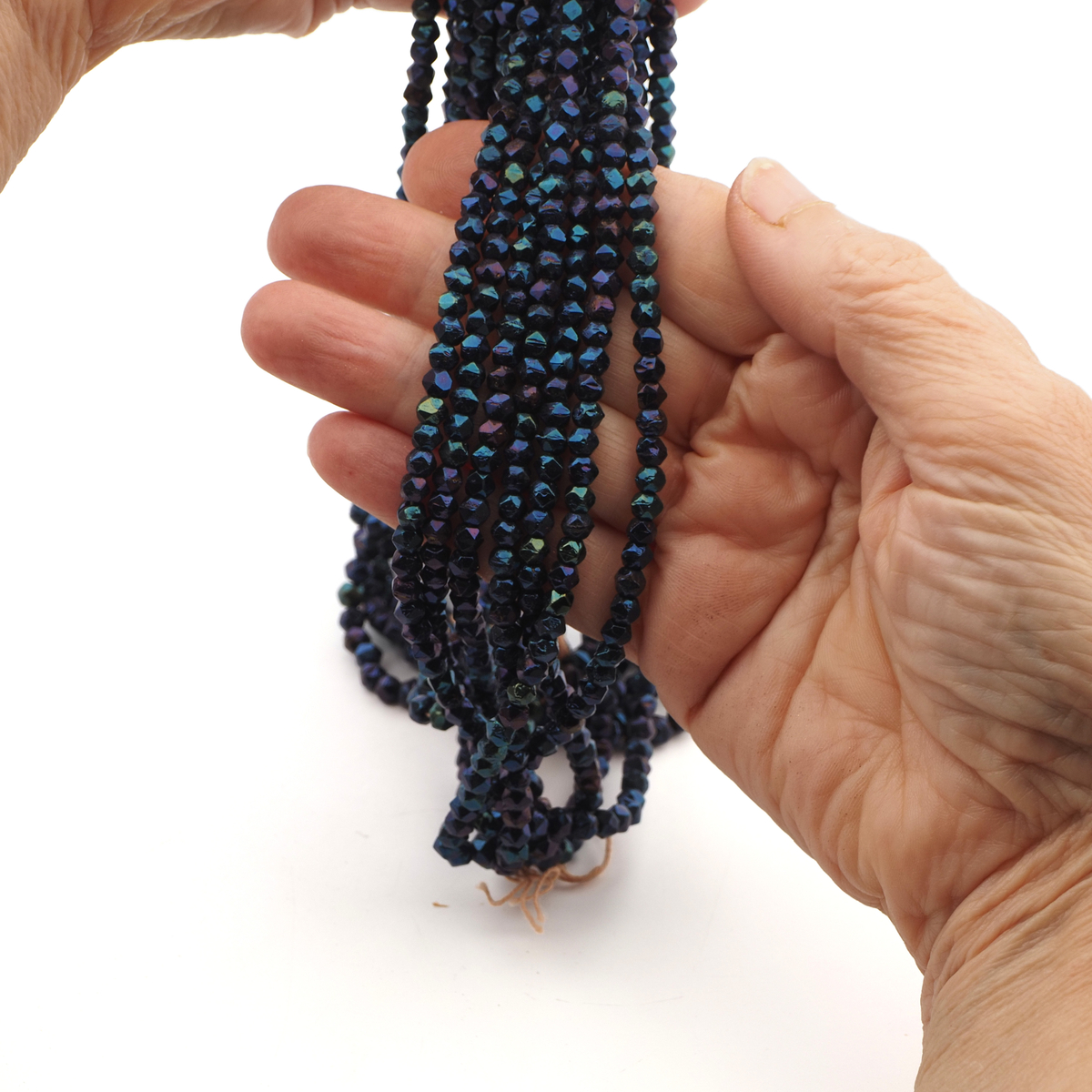 Czech metallic Violet blue peacock blue English cut glass beads Lot 4 mm 1080pcs Vintage 
