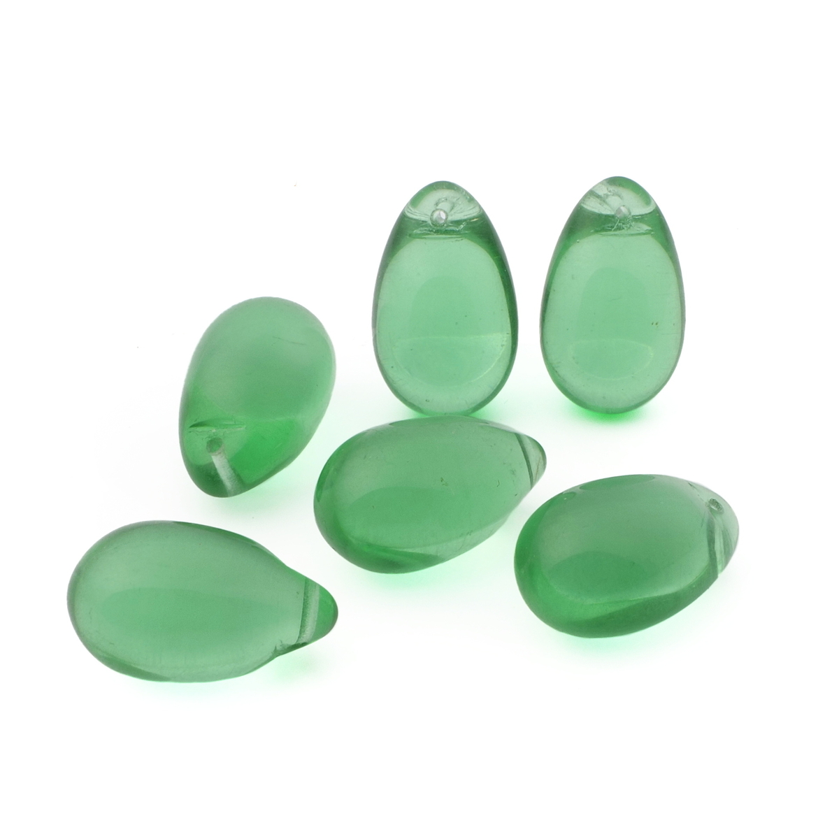 Lot (6) Vintage Czech bicolor uranium green glass grape Chandelier fruit lamp prism beads 23mm