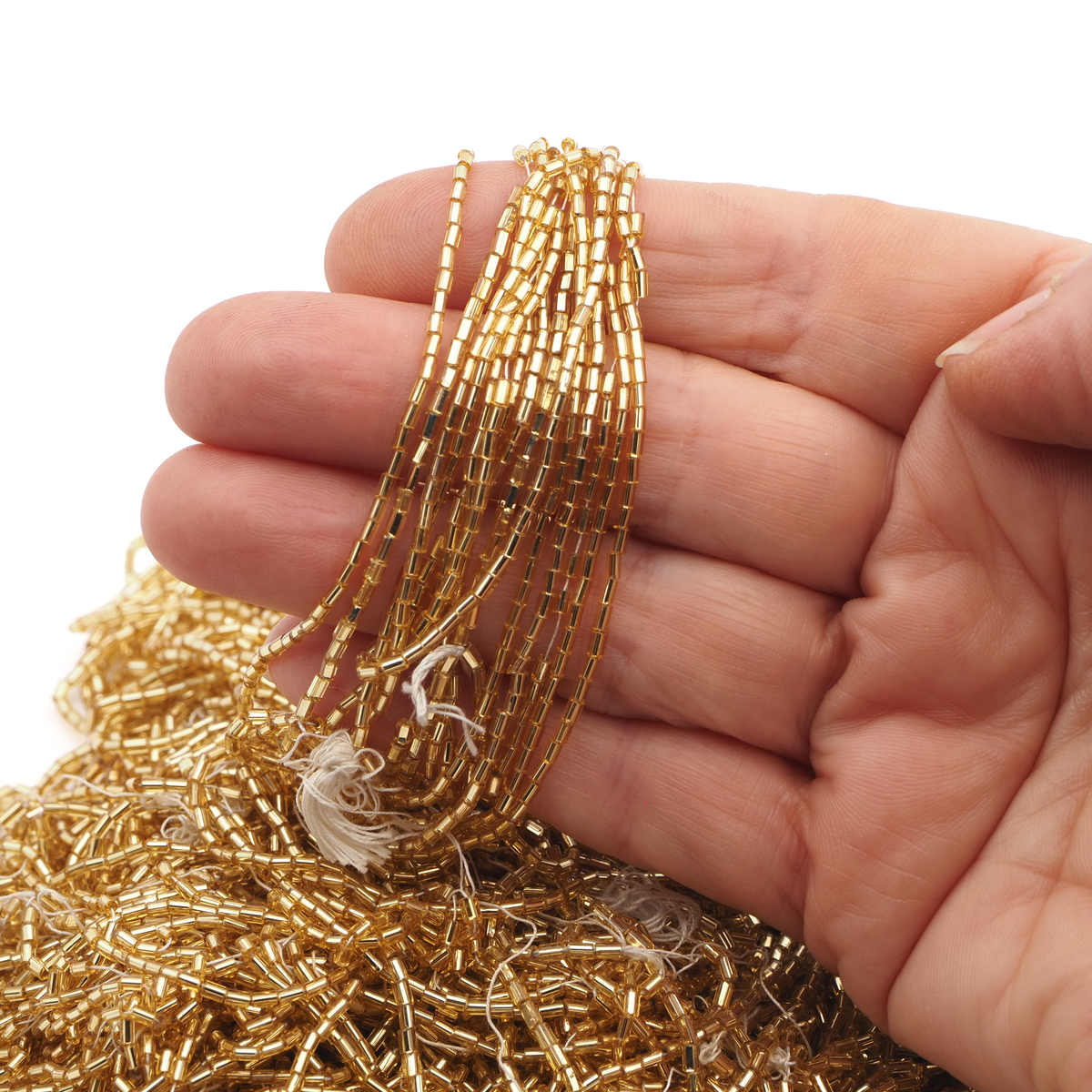 Master Hank Micro gold lined bugle seed glass beads 20/0 Vintage Czech