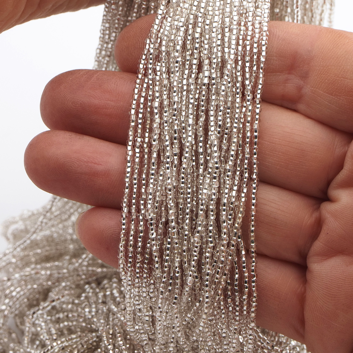 Hank silver lined Clear crystal seed glass beads 14/0 Vintage Czech