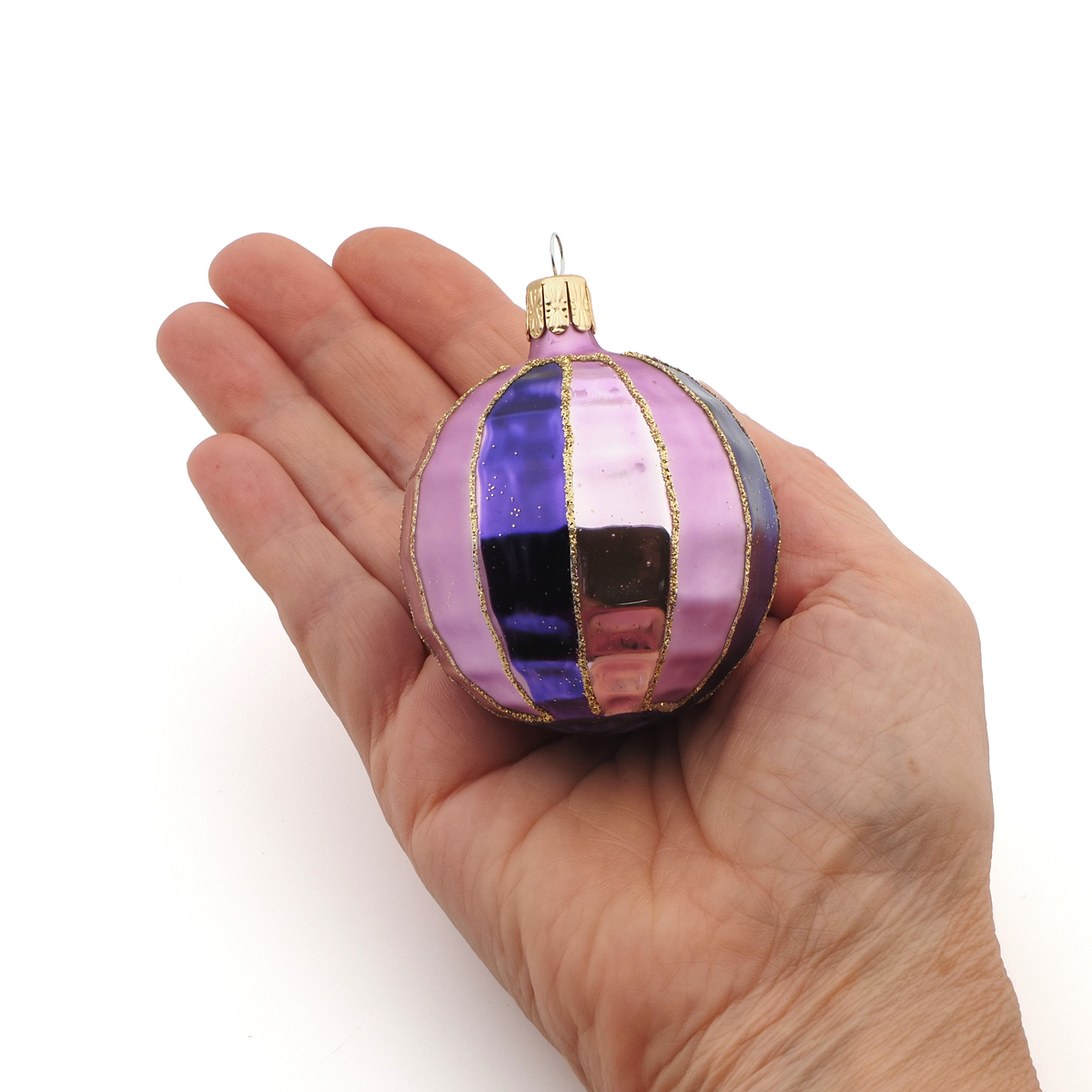 Box (6) vintage Czech mercury glass rainbow ball Christmas tree decorations
